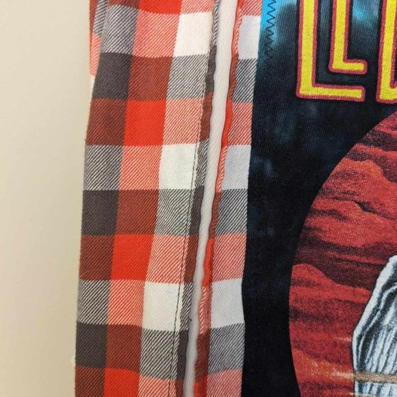 Led Zeppelin Music Band Custom Orange Plaid Flannel Button Down Shirt Large Tall - Picture 6 of 7